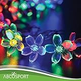 Solar LED Flower String Lights - 21ft, 50 LED Bulbs - Multi-color Waterproof Fairy Blossom Lights fo