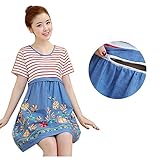 2017年 春 夏 マタニティワンピース レディース カジュアル　授乳服 ママ 可愛い 外出着 妊婦服 ワンピース 授乳服 授乳口付きファスナー (M, レッド)