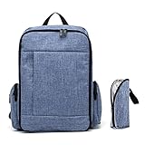 CiCiDi マザーズ リュック 大容量 ママ バッグ 保温哺乳瓶ポーチ付 人気 (ブルー)