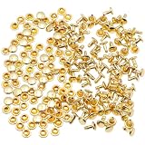 KUKU工房 両面カシメ レザークラフト材料 100組セット (頭5mmｘ足5mm, ゴールド)