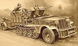 プラッツ イタレリ 1/35 WW2 ドイツ Sd.Kfz.10/4 1トンハーフトラック 2cm対空機関砲 Flak30搭載型 弾薬トレーラー付き フィギュア4体付属 プラモデル IT6395 (戦闘車両)