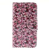 LG G3 ケース, UNEXTATI 手帳型ケース, LG G3 ケース カバー, 高品質 PUレザー 手帳型 ウォレット型 財布型 保護カバー カード収納 スタンド機能 マグネット式 (P1 花)