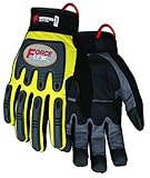 MCR Safety Y200M ForceFlex Clarino Synthetic Leather Palm Pad Gloves with Adjustable Wrist Closure, 