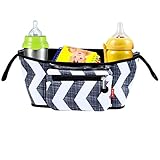 WTOR ベビーカードリンクホルダー ネット バッグ 多機能小物入れ ベビーカーバッグ 収納 (ストライプ)