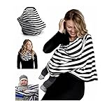 母乳育児上のNaiFeiディール - プレミアム品質の看護スカーフ/看護カバーのインフィニティ看護のスカーフ。イージーキャリー、ウルトラソフト、多目的、スタイリッシュな着用。 (黒、白のツイル)