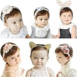 HBF 子供 ヘアアクセサリー ヘッドバンド 髪飾り 髪留め 花 ウサギ耳 カチューシャ かわいい キッズ 赤ちゃん ベビー 出産祝い 誕生日 プレゼント お宮参り 6点セット