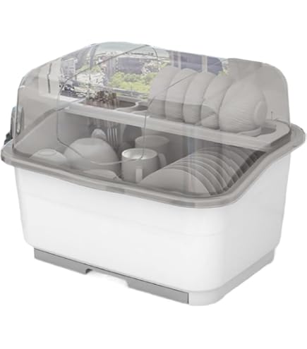 Amazon｜キッチン 水切り水切りラック 食器ラック カバー付き 2段