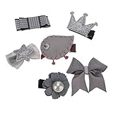 5 pcs/セット　赤ちゃんギフト　かわいい花のヘアクリップ　バレッタ　ヘアピン　蝶結び帽子セット　可愛いクリスマスギフト　クリスマス飾り品　グレーチック