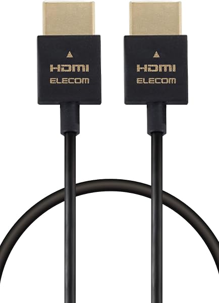 エレコム HDMI ケーブル 1m スーパースリム 1.4 ハイスピード 4K・2K(30Hz) ARC対応 【HIGH SPEED with ETHERNET認証済み】 ECDH-HD14SS10BK - 1