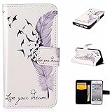 UNEXTATI iPhone SE 5 5s 手帳型 ケース 高級PUレザー カード収納 ホルダー 付き 耐衝撃 全面保護 スタンド機能付き Apple iPhone5ケース iPhone5sケース