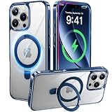 【8年間の技術結晶！4in1超万能モデル】CASEKOO iPhone 16 Pro Max 用 ケース クリア 米軍MIL規格 耐衝撃 隠しスタンド 横縦両立 最大25W充電対応 MagSafe対応 黄変防止 透明 ストラップホール付き ワイヤレス充電対応 いphone16promax 用 ケース 6.9インチ「MagicStand」(ルリイロ)