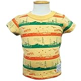 (ポスター) POSTAR　マリンボーダー総柄 Tシャツ 杢イエロー　130cm