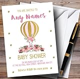 Pretty Pink Floral Hot Air Balloonベビーシャワー招待状招待状 200 Invitations