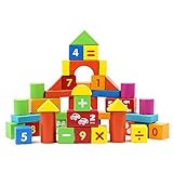 （サンワールド）Sunworld 知育玩具 積み木 パズル 幼児 形合わせ　組み立て 幾何学認知 木製おもちゃ 12ヶ月から 50粒積み木