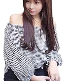 (ビューメンス) Beaumens オフショルダー ギンガムチェック シャツ ブラウス プルオーバートップス