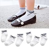 [インソミラ] InSomila 夏 子供のソックス 綿 子供靴下 キッズ ソックス 薄手 6足 セット 女の子 お姫様 リボン ベビー シンプル ホワイト 柔らかい (S)