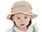 Honey baby ベビー用ハット 紫外線対策 赤ちゃんキャップ キッズ帽子 子供サンバイザー 花柄 女の子 女児 日焼け 帽子 (ブラウン)