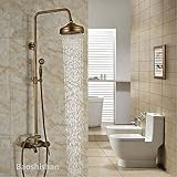 Brass Antique Wall Mounted Shower Mixer Faucet Set Bathroom Outdoor Bath Shower Mixer Taps (total go