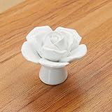 elegantstunning　引き出し/食器棚/ドアハンド　ル　薔薇デザイン　陶器ハンドル　41 * 34 * 41mmホワイt
