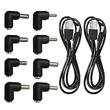 Charyza HD07 USB電源コードDCプラグケーブル、変換プラグ5.5x2.1mm（6.4x4.4mm、6.3x3.0mm、5.5x2.5mm、5.5x1.7mm、5.5x2.1mm、4.8x1.7mm、4.0x1.7mm、 3.5 x 1.35mm）コネクタアダプタ（2本 +8変換プラグ）