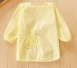 ベビー 長袖 エプロン 2歳-5歳 子供 幼児 スモック 食事用 ポケット付き 全3色 黄