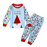 Ochine クリスマス　キッズ　子供　ベビー服　綿　ルームウェア　カバーオール　長袖パジャマ　寝間着　サンタさんプリント　上着＆ロングパンツ　上下セット　男女兼用 2-7歳設定