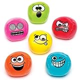ファンキーフェイス ソフトミニボール（6個入り）お得パック 子どもたちへのちょっとしたプレゼント、ゲーム、パーティ景品に　マンガ コミック 顔　表情　スマイル