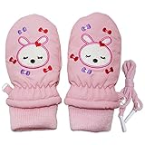 2017年 ウサギ スノー手袋 防寒衣料 撥水加工 ミトングローブ ピンク◇3-4才寸