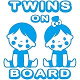 TREZ TWINS ON BOARD 双子 ツインズ BOY&GIRL 男の子 女の子 兄妹 姉弟 ステッカー 【BABY IN CAR】 (ライトブルー)