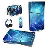 PlayVital 新モデルps5 Slim本体ディスクバージョンに対応用スキンシール、ps5コントローラーに対応用スキンステッカー、ps5ヘッドセット＆充電ステーション＆リモコンに対応用スキンシール【青い星雲】
