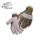 Black Stallion ブラックスタリオン カットレジスタント (耐切創) ケブラー スチール ニット / カウハイド (牛革) ワーク グローブ (L)