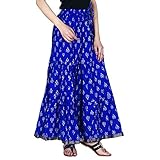 Gold printed Cotton Tier long Skirt for women ( free Size)
