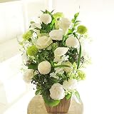 [KY122-2]供花アレンジメント　G&W Basket（グリーン・白系）＜　お供え花　お悔やみ花　供花に　＞