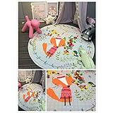 Lovoski ベビー　キッズ　綿　ラウンド　プレイマット　遊びマット　お片付けマット　クロールパッド　折り畳み　巾着　全6パタン - 狐