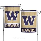NCAA Washington Huskies 12.5 " X 18 "インチ両面ガーデン旗ロゴ