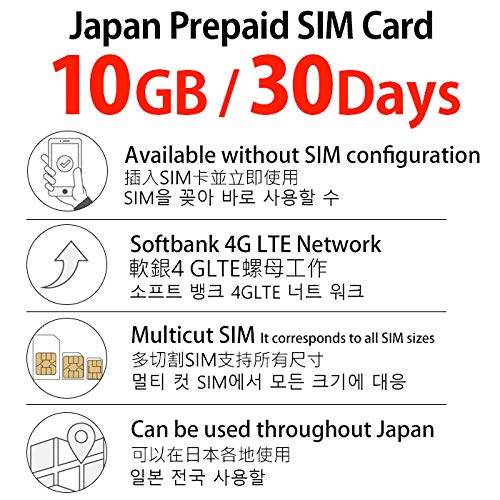 Prepaid sim Japan 10GB 30 days Softbank prepaid sim card Japa 62312