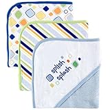 Luvable Friends 3-Pack Embroidered Sayings Hooded Towels - Blue by Luvable Friends (English Manual)
