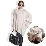 ハナノ 3WAY 高品質 授乳ケープ ストール ポンチョ 360度 安心 ナーシングケープ 麻地（ベージュ）