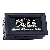 YCOSON RUIDENG 100V/20A 7in1 OLEDマルチファンクションテスタ電圧電流時間温度容量電圧メータ電流計電気的パラメータメータ