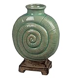 Privilege International 34412 Ceramic Flat Vase, Small, Spiral [並行輸入品]