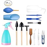 TeFuAnAn ガーデニングツール ミニ園芸ツール 園芸用品 14点セット 室内 寄せ植え 多肉植物 観葉植物 小型鉢植えなどに