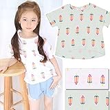 【 韓国スタイル子供服】夏新作半袖 Tシャツ　キッズ /女の子　口紅柄/可愛い プリント全2色100/110/120/130/140 Green,140cm