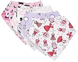 Unik Occasions Baby Girls Bandana Drool Bib Made from 100% Organic Cotton (Set of 4)