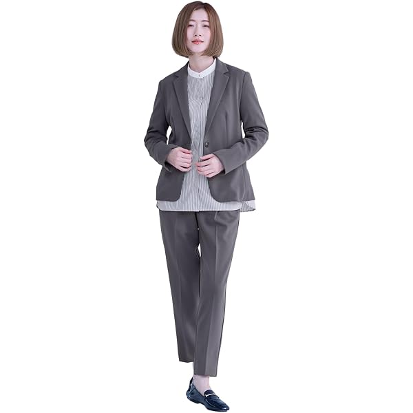 Amazon | [セット販売] Vカラージャケット+テーパードパンツ 