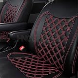 ダイハツ S500P / S510P ハイゼットトラック ジャンボ シートカバー H26.9〜 運転席or助手席or一台分 内装パーツ 軽トラック用品 軽トラ用シートカバー 汚れ防止 (レッドステッチ, 運転席+助手席 セット)