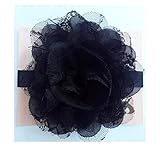 5 Large Lace Shabby plush Flower baby PoshNPretty headband - Black by PoshNPretty