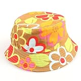 Feiscat 子供 ハット キッズ 帽子 花柄 赤ちゃん キャップ フィッシャーマンハット 女の子 帽子 コットン バイザー お出かけ 日よけ帽子 日除け UV対策 (ブラウン25)