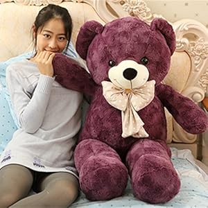 elfishgoテディベア ぬいぐるみ くま/クマ 大きいぬいぐるみ くま 特大 プレゼント/お祝い ふわふわな手触りがたまらないぬいぐるみ (60cm, パープル)