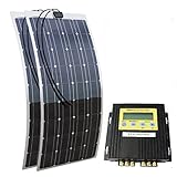 ECO-WORTHY 200W 12Vモノフレキシブルソーラーパネルキット：100Ｗ12Vソーラーパネル*2+20A MPPTコントローラ