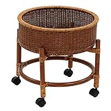 丸型籐 ラタンチェスト ランドリー　ブラウン色